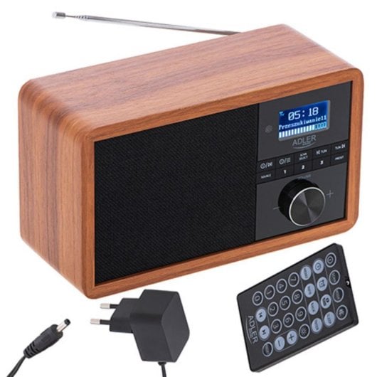 Radio portable Adler AD 1184 numérique DAB+ AM FM Bluetooth 15 W bois