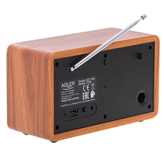 Radio portable Adler AD 1184 numérique DAB+ AM FM Bluetooth 15 W bois