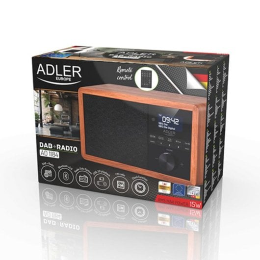 Radio portable Adler AD 1184 numérique DAB+ AM FM Bluetooth 15 W bois