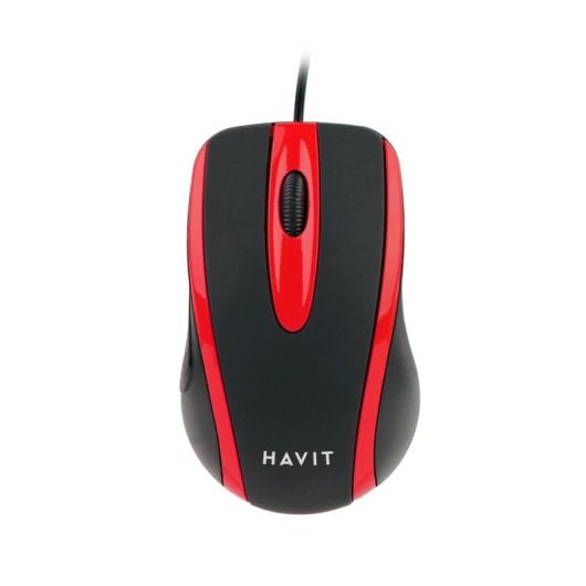 Ratón Havit 6950676221787 Cableado 1000 DPI Negro Rojo Compacto 3 Botones