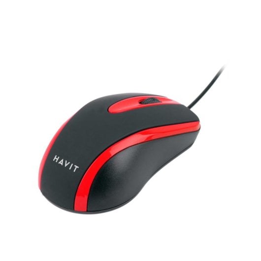 Ratón Havit 6950676221787 Cableado 1000 DPI Negro Rojo Compacto 3 Botones