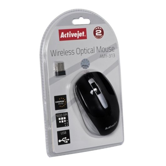 Maus Activejet AMY-313 RF Wireless 1200DPI Schwarz Grau Ambidextrous Plug&Play