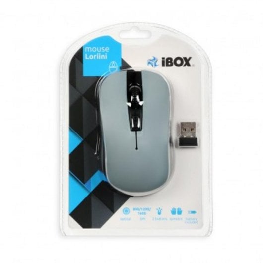 Maus iBox LORIINI RF Wireless 1600DPI Schwarz Grau Ambidextrous Nano-Receiver