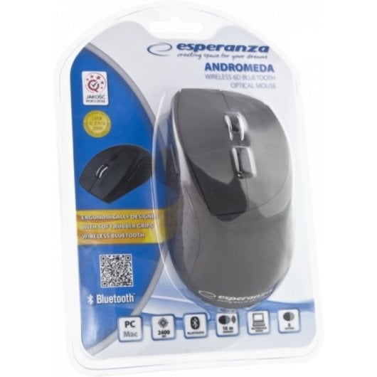 Rato Esperanza ANDROMEDA Bluetooth 2400 DPI Preto 6 Botões Ergonómico
