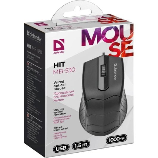 Mouse Defender HIT MB-530 USB 1000DPI Nero Ambidestro Ergonomico