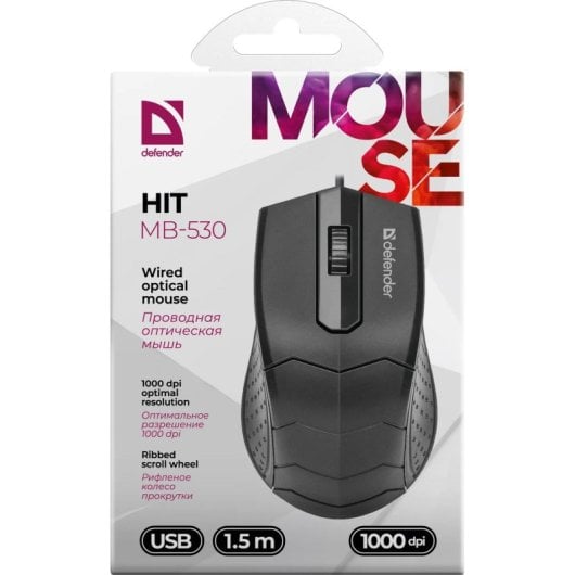 Mouse Defender HIT MB-530 USB 1000DPI Nero Ambidestro Ergonomico