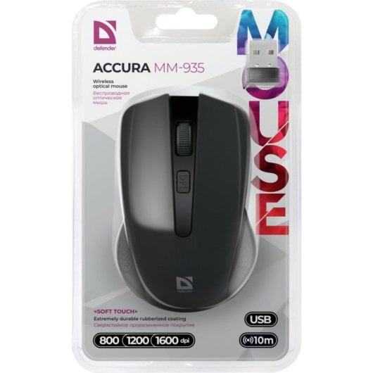Mouse Defender Accura MM-935 Wireless 1600 DPI Nero Ambidestro Rotella