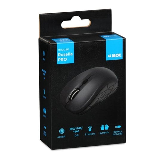 Maus iBox Rosella RF Wireless 1600 DPI Schwarz Ambidextrous Batteriebetrieb