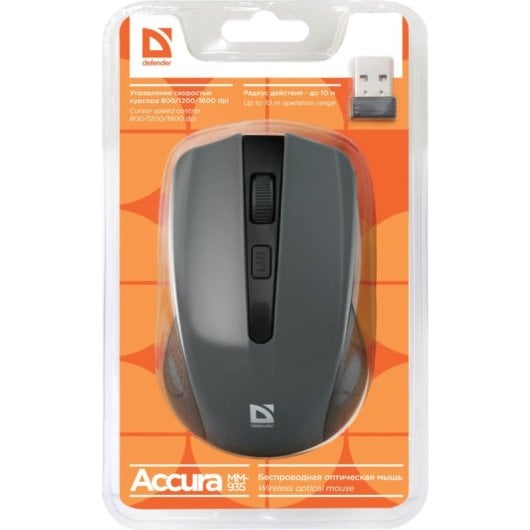 Mouse Defender MM-935 Wireless RF 1600DPI Grigio Ambidestro USB