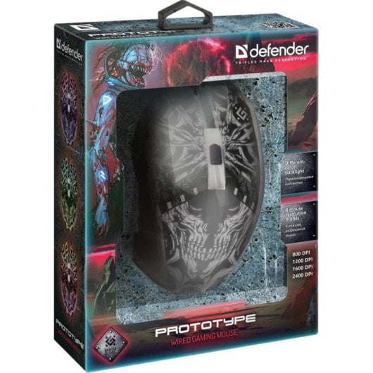 Ratón Defender GM-670L Cablato 2400 DPI Nero RGB Ambidestro 5 Pulsanti