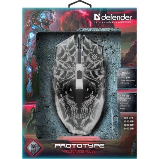 Ratón Defender GM-670L Cablato 2400 DPI Nero RGB Ambidestro 5 Pulsanti