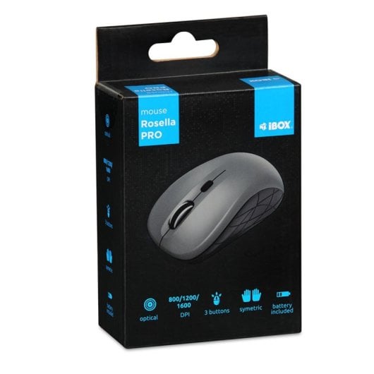 Maus iBox Rosella Kabellos 1600 DPI Grau Ambidextrous RF Wireless