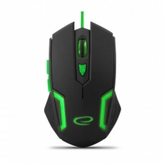 Mouse Esperanza MX205 Fighter USB 2400 DPI Nero Verde LED Ergonomico 6 Tasti