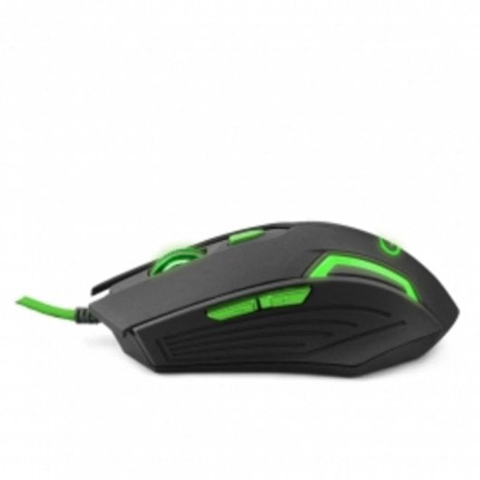 Mouse Esperanza MX205 Fighter USB 2400 DPI Nero Verde LED Ergonomico 6 Tasti