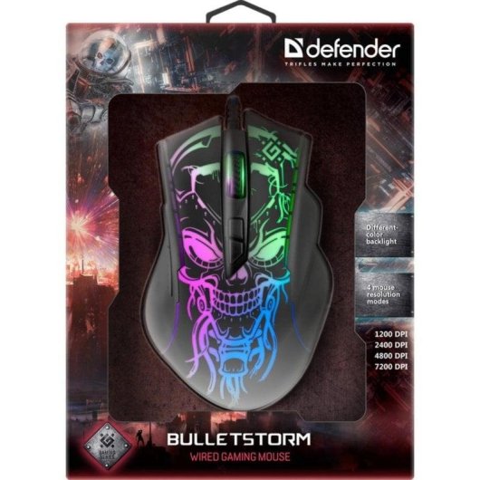 Rato Defender BULLETSTORM GM-928 USB 7200 DPI Preto RGB 7 Botões