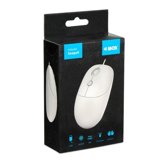 Souris iBox Seagull USB Type-A 2400 DPI Blanc Ambidextre Filaire