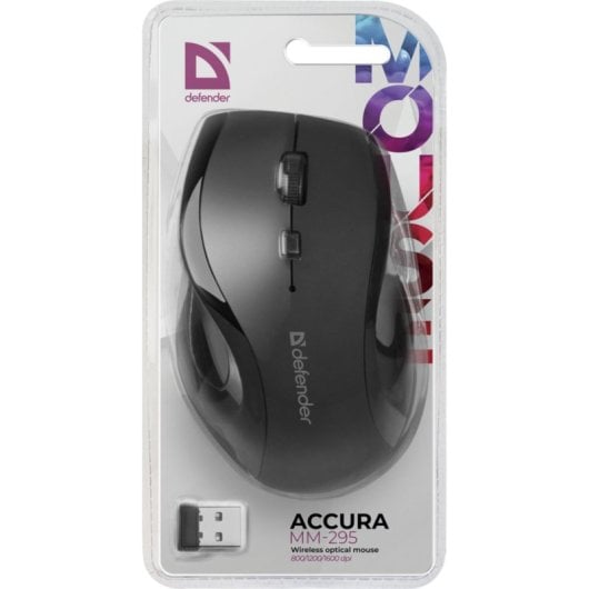 Ratón Defender ACCURA MM-295 Wireless 1600 DPI Nero Ergonomico 6 Tasti
