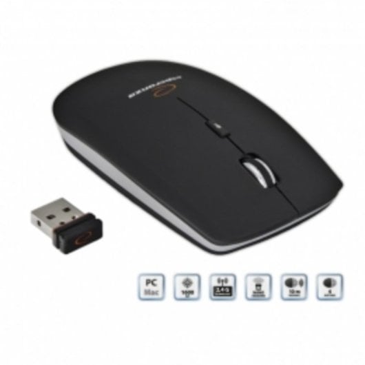 Mouse Esperanza EM120K Wireless RF 1600 DPI Nero Argento 4 Tasti