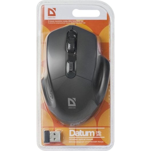 Mouse Defender Datum MB-345 Wireless 1600 DPI Nero Ergonomico 3 Pulsanti