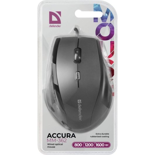 Mouse Defender ACCURA MM-362 USB 1600 DPI Nero 6 Tasti Ergonomico