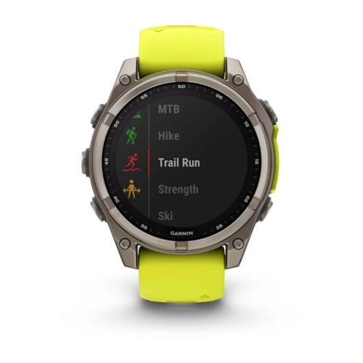 Garmin fenix 8 Bluetooth GPS WiFi 47mm Ecrã Digital Safira Titânio Grafite/Amarelo Única Resistência Água 10ATM SpO2