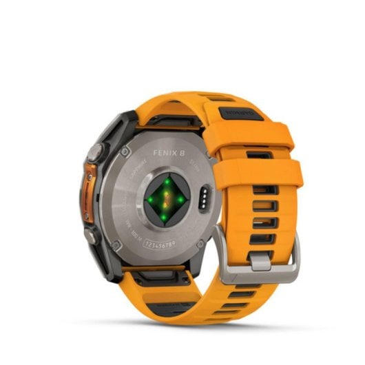 Garmin Fenix 8 GPS Bluetooth 51mm AMOLED Titânio Pulseira Preta e Laranja Tamanho Único 40m SpO2 Pulsómetro