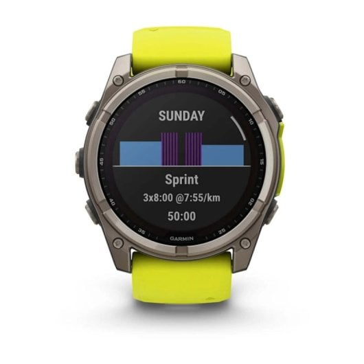 Garmin fenix 8 Bluetooth GPS WiFi 51mm Digital Titânio Grafite/Amarelo Tamanho Único 10ATM SpO2 Pulsómetro Sono