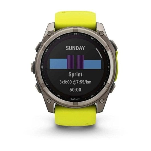 Garmin Fenix 8 WiFi Bluetooth GPS 51mm Digital Caixa Titânio Correa Grafite-Amarelo Única Sapphire SpO2 Pulsómetro