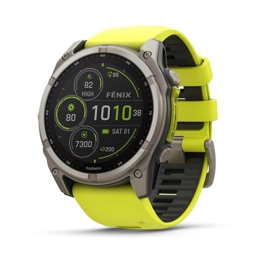 Garmin Fenix 8 WiFi Bluetooth GPS 51mm Digital Caixa Titânio Correa Grafite-Amarelo Única Sapphire SpO2 Pulsómetro