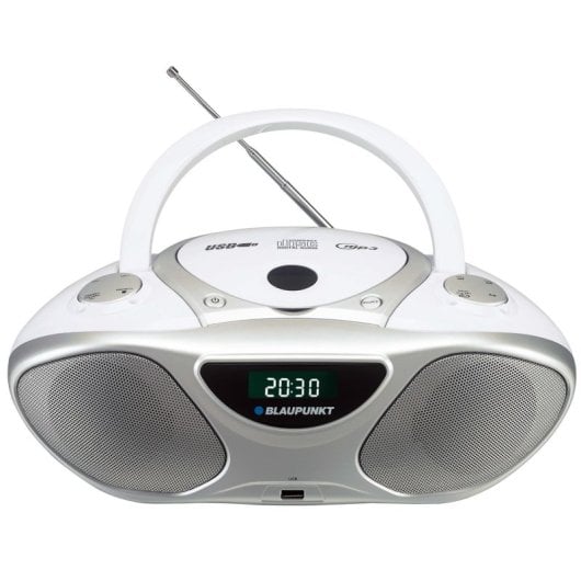 Grabadora de CD Blaupunkt BB14WH Plata Blanco Altavoces USB Radio LCD