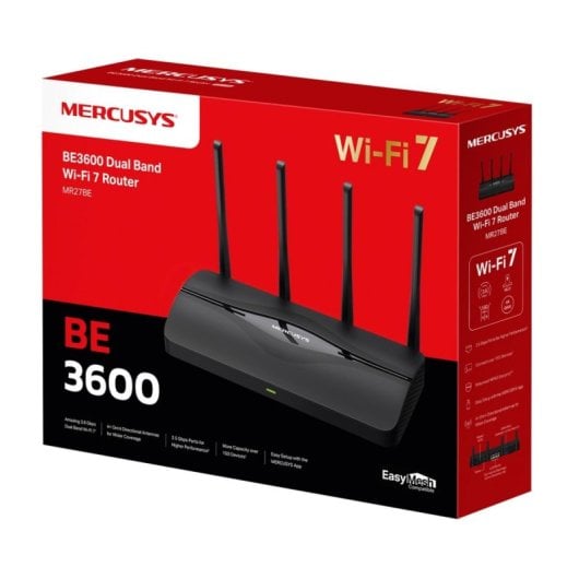 Router Mercusys MR27BE Ethernet RJ-45 3600Mbps Wi-Fi 7 Dupla Banda 4 Antenas