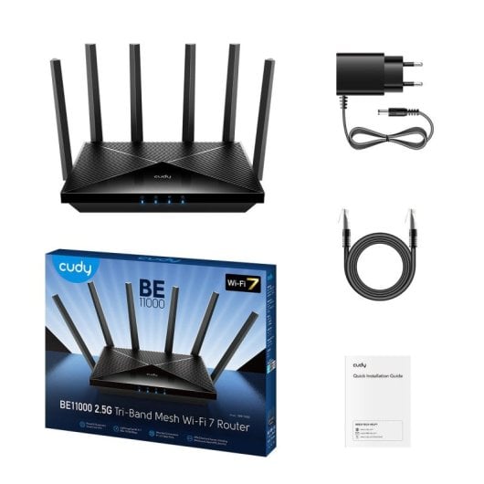 Router Cudy WR11000 Wi-Fi 7 Tri-Band 5765Mbps Ethernet 2.5G 6 Antenas