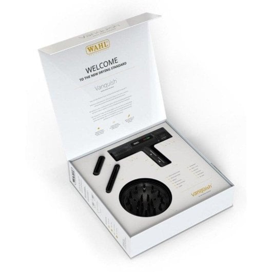Professioneller Ionen Föhn Wahl Vanquish 1600W 3 Temperaturstufen 3 Geschwindigkeiten Zubehör Schwarz