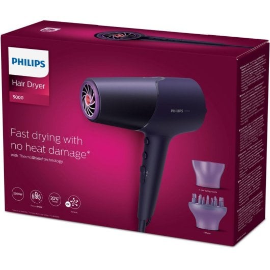 Asciugacapelli Philips 5000 series BHD514/00 2300W Ionico 6 velocità Violetto