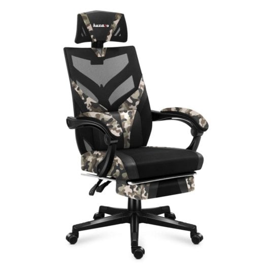 Silla gaming Huzaro Combat 5.0 malla negra y camuflaje 140 kg respaldo ajustable