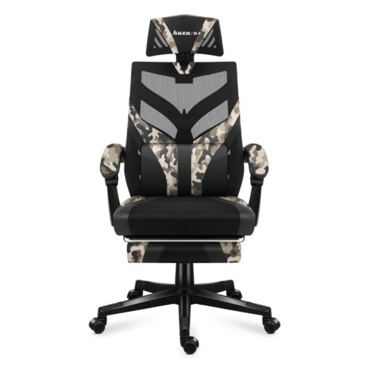 Silla gaming Huzaro Combat 5.0 malla negra y camuflaje 140 kg respaldo ajustable