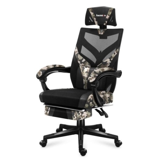 Silla gaming Huzaro Combat 5.0 malla negra y camuflaje 140 kg respaldo ajustable