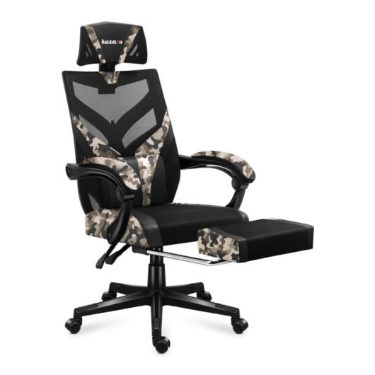 Silla gaming Huzaro Combat 5.0 malla negra y camuflaje 140 kg respaldo ajustable