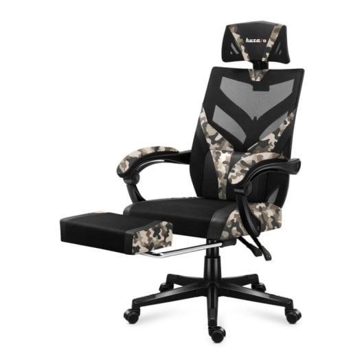 Silla gaming Huzaro Combat 5.0 malla negra y camuflaje 140 kg respaldo ajustable