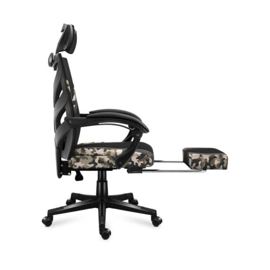 Silla gaming Huzaro Combat 5.0 malla negra y camuflaje 140 kg respaldo ajustable