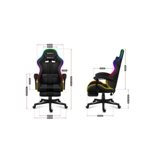 Silla gaming Huzaro FORCE 4.7 negra 140 kg tejido reposabrazos 360° iluminación