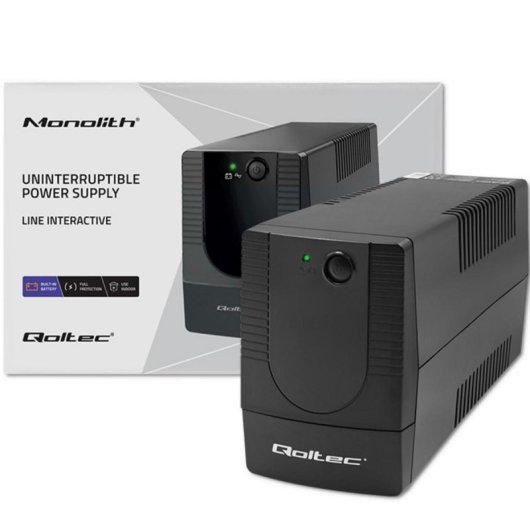 Sai Qoltec 850VA Batería 12V 7Ah 14 Minutos Protección AVR Onda Senoidal