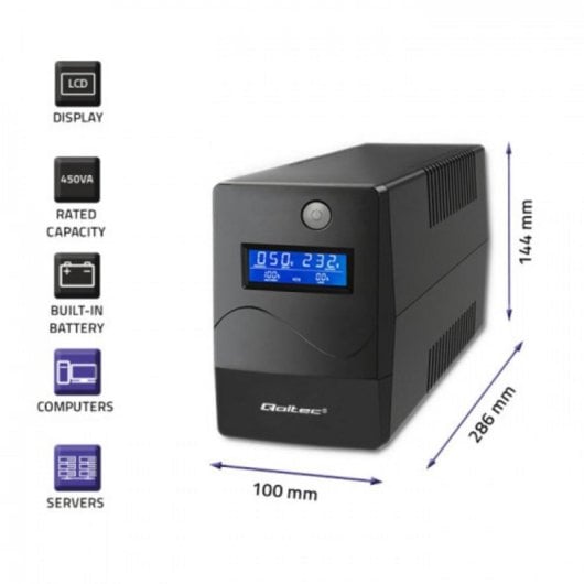 Sai Qoltec 0,45 kVA Batería de Plomo Ácido Autonomía Compacta Doble Conversión