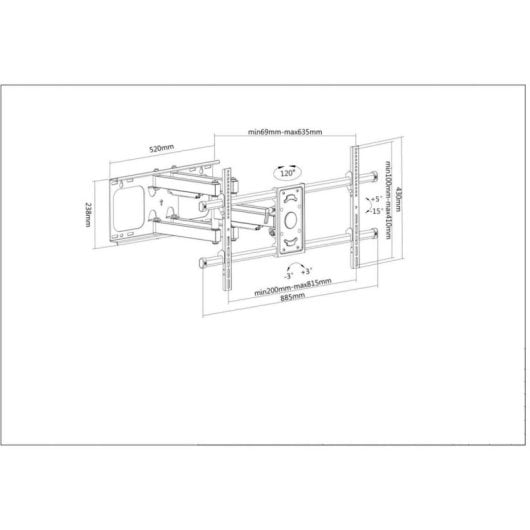 Soporte para TV Manhattan Articulado Pared 37 a 90 pulgadas hasta 75 kg Negro