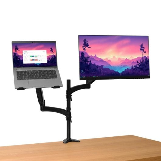 Supporto monitor Trust Mara per doppio schermo 32" molla a gas nero