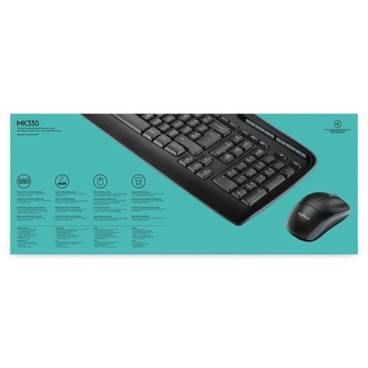 Teclado de membrana Logitech MK330 Layout US Wireless com rato incluído