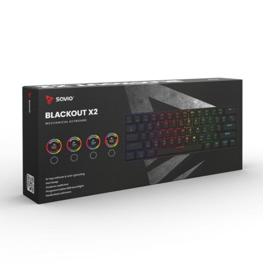 Clavier mécanique Savio BLACKOUT X2 Layout US rétroéclairé RGB 60%