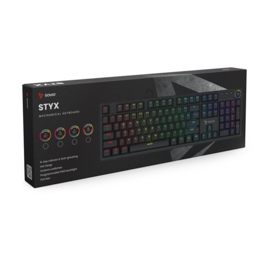 Clavier mécanique Savio STYX Outemu Red disposition US rétroéclairé RGB