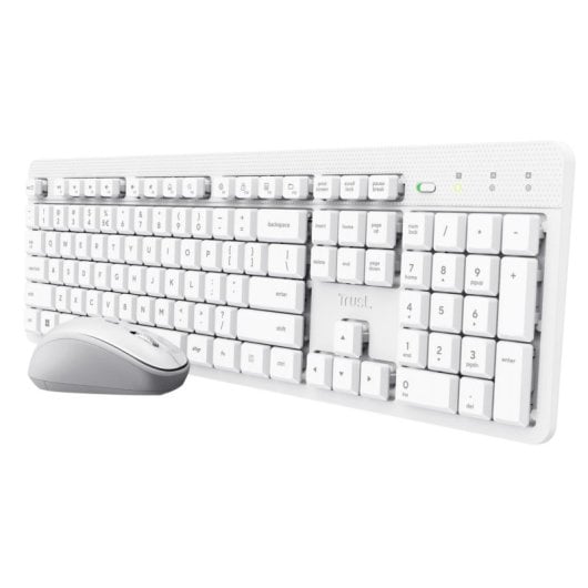 Clavier à membrane Trust Ody II AZERTY sans fil avec souris intégrée blanc