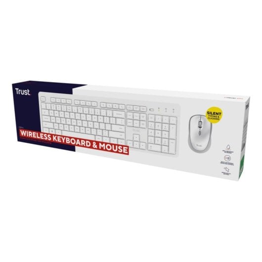 Clavier à membrane Trust Ody II AZERTY sans fil avec souris intégrée blanc